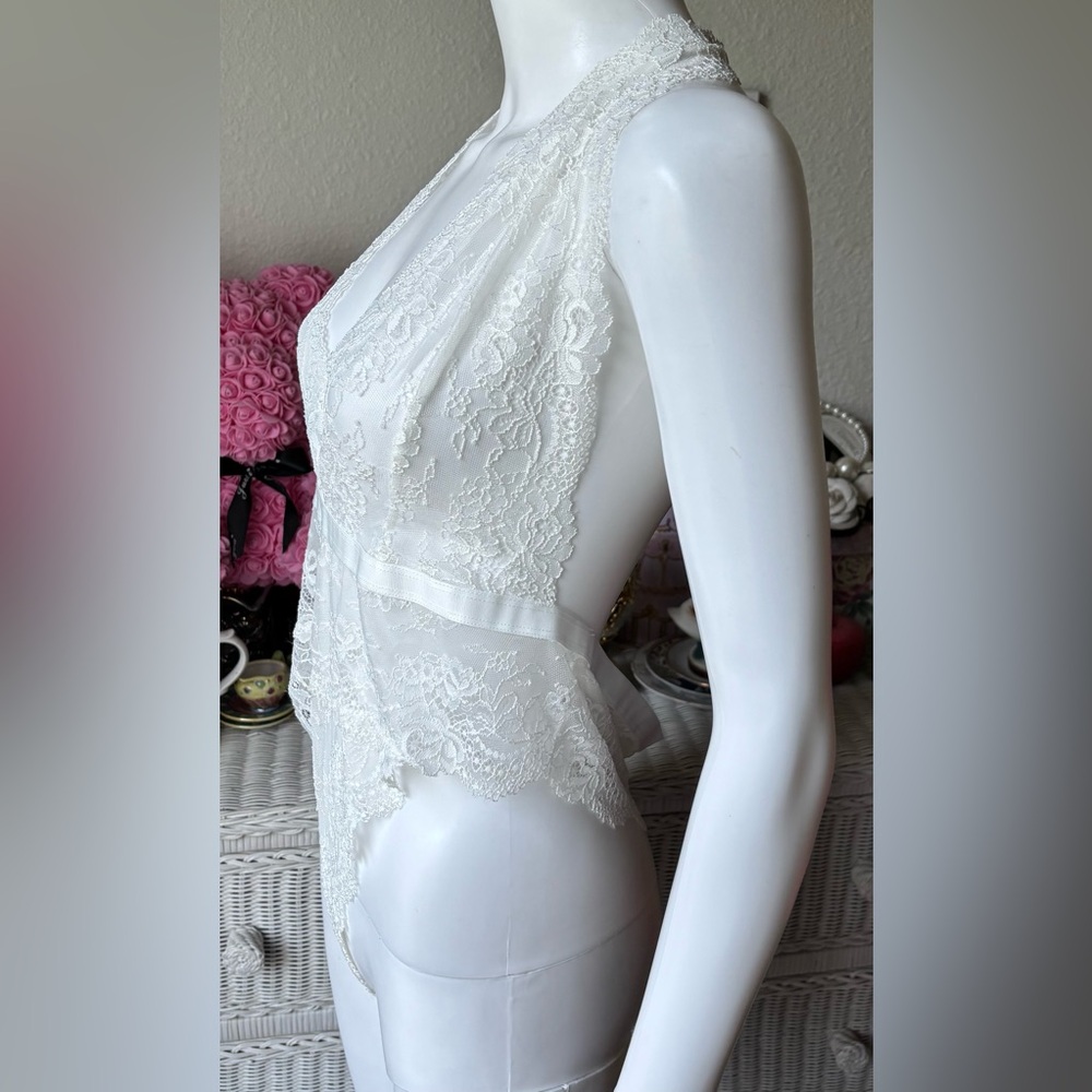 Rene Rofe One Piece Bodysuit Lacey and Sheer Nighty in white color Size 1X/2X - Picture 3 of 10